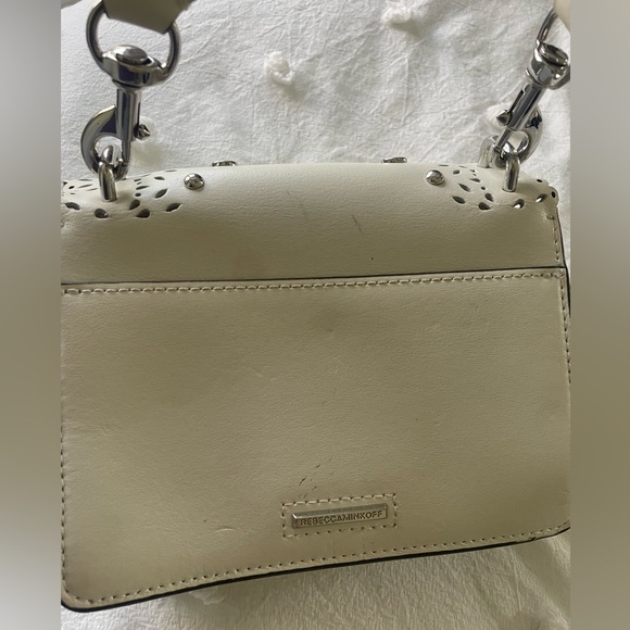 Rebecca Minkoff Laser cut Leather Crossbody Shoulder Bag Cream - Picture 6 of 11